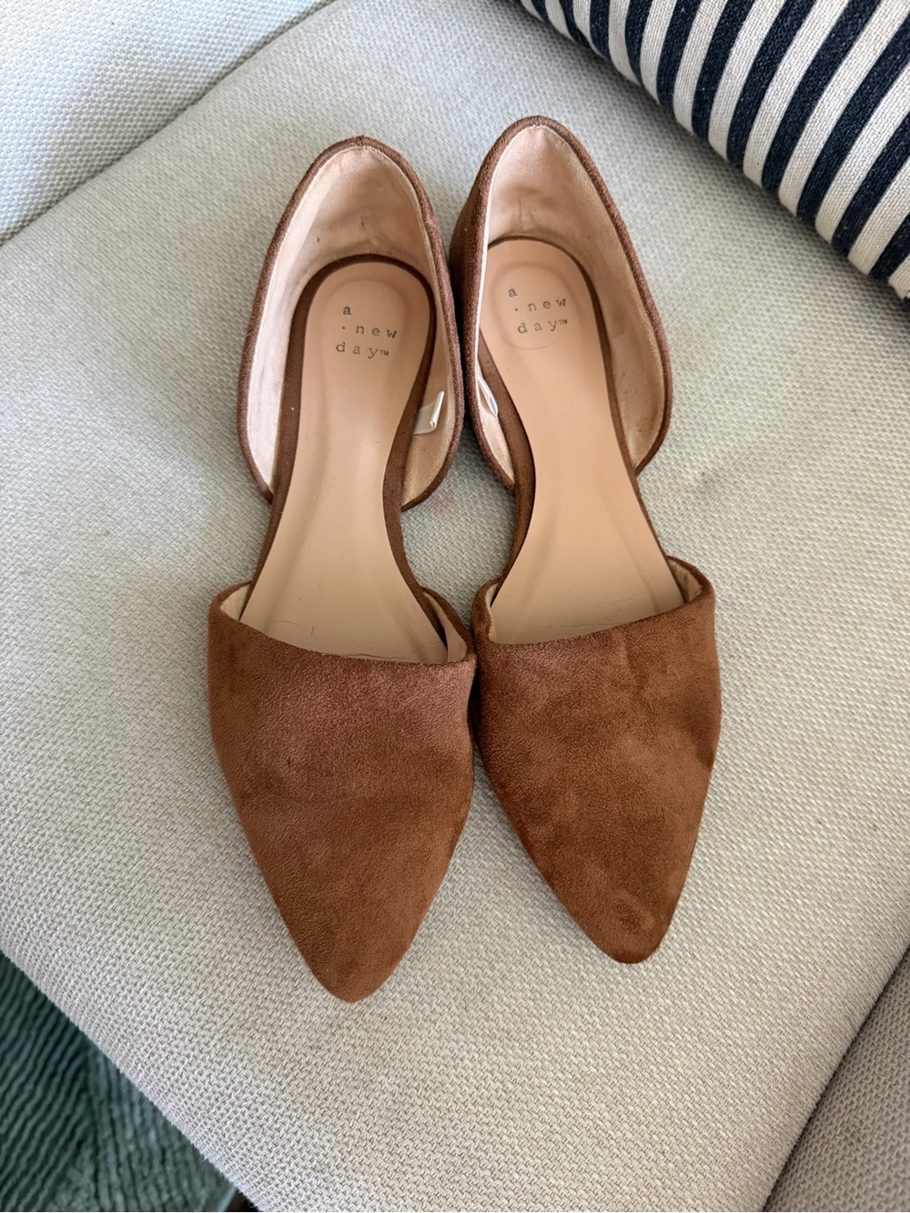 a new day Chestnut Suede Pointed Toe D'Orsay Flats